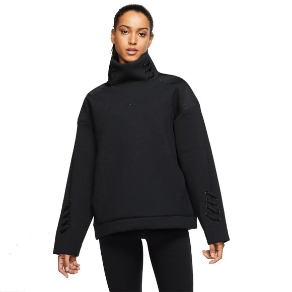 Nike Women's Boutique Knit Pullover Oversized Dri-Fit Top Black Small MSRP $225